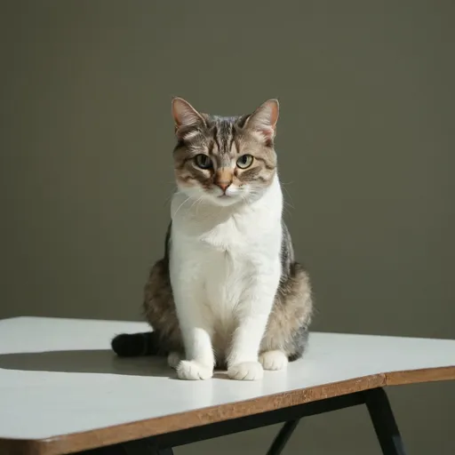 Prompt: A cat sitting on a table 
