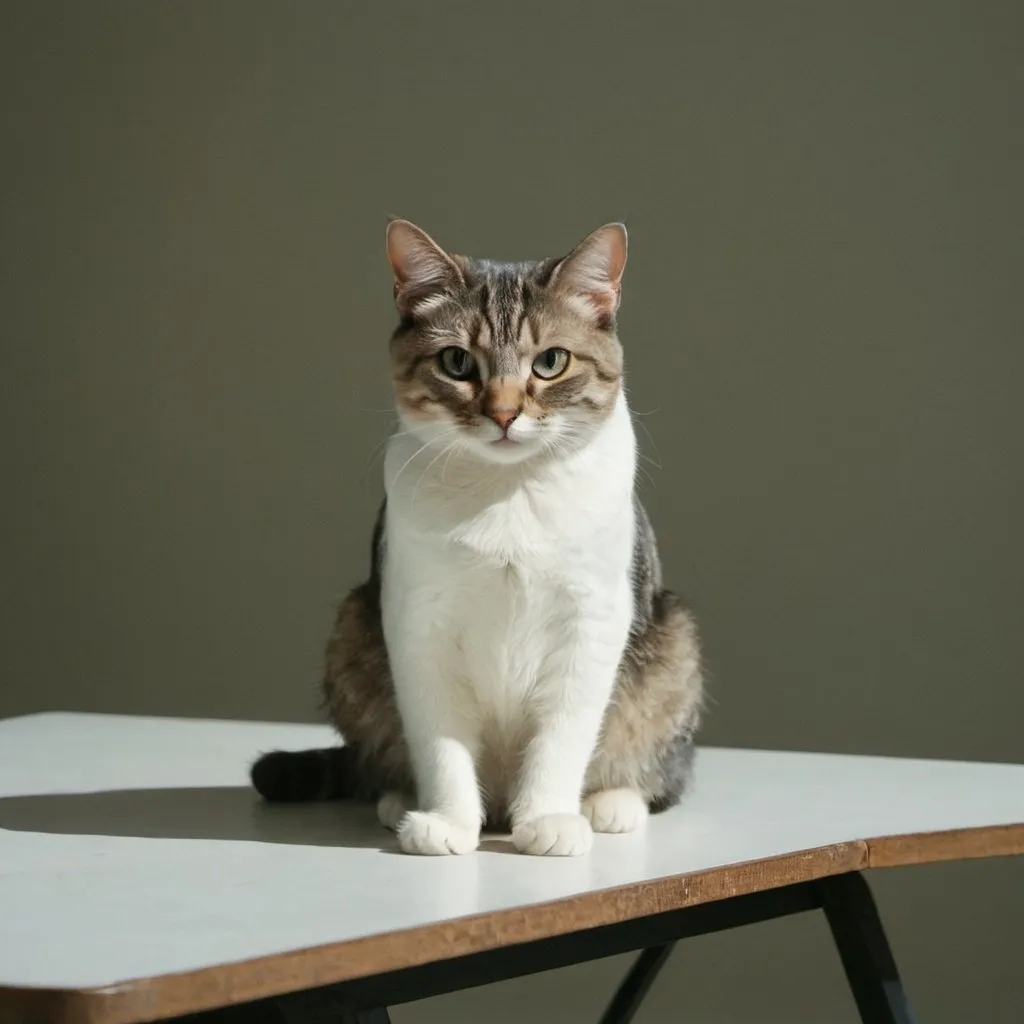 A cat sitting on a table