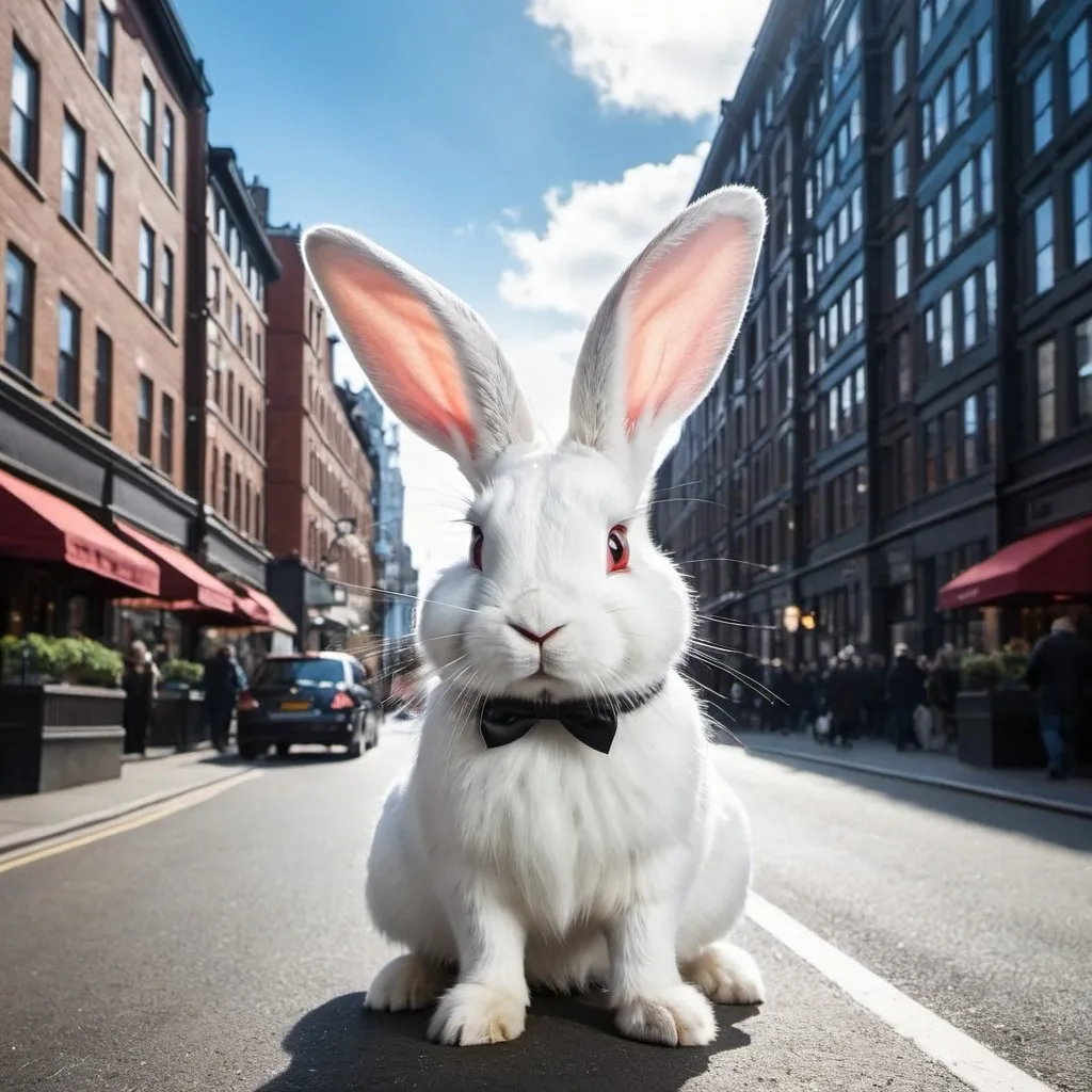 Prompt: WHITE RABBIT, CITY