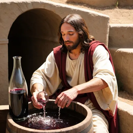 Prompt: Jesus turning water into wine