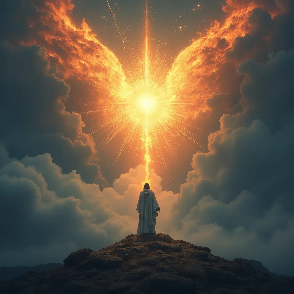 Prompt: I serve the God of glory,
Who spoke and stars took flight,
Declared His name to Moses,
A flame in desert night.
Not bound by man’s tradition,
Nor carved by hands of clay—
His Word, alive and burning,
Still speaks to me today.
His mercy—onbeskryflik,
Too vast for tongue to frame,
Yet near enough to whisper
The power of His name.
He gave me breath and reason,
He placed the choice in me;
To walk the path of worship,
And serve Him joyfully.
All earth and I am groaning,
For heaven’s song begun—
Let justice roll like rivers,
Let all things find the Son.
I choose His will, His wonder,
My soul in Him is free—
The risen Christ, my anchor,
Who reigns eternally.


(Note; 24 images following the words of the poem above forming one cohesive whole)
