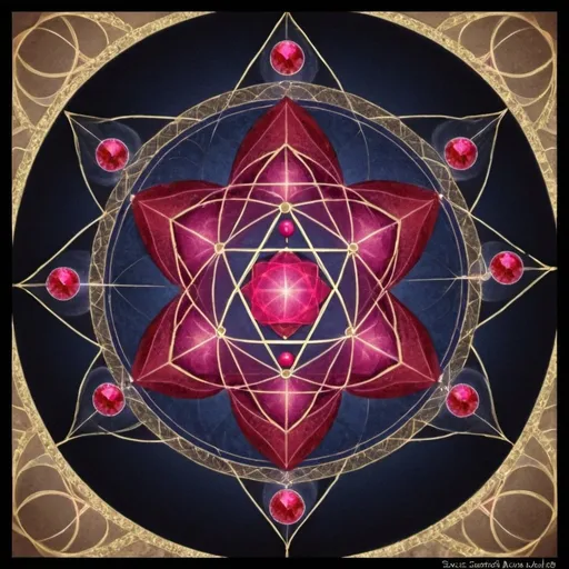 Prompt: Who can find a virtuous wife? For her worth is far above rubies. Sacred geometry.
