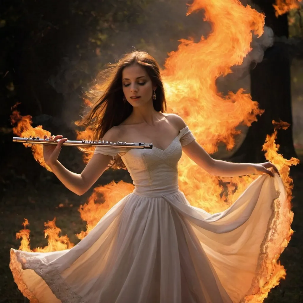 Prompt: Dance me to your beauty with a burning flute 