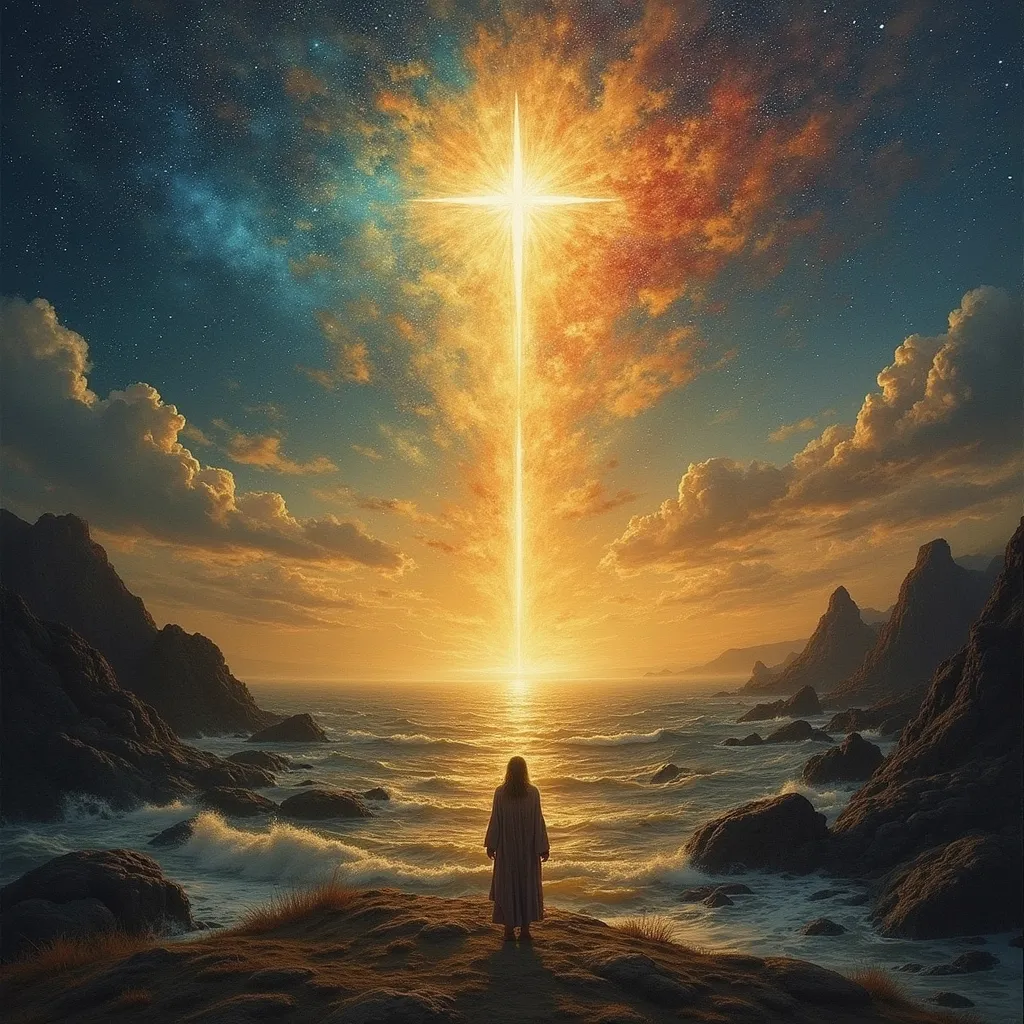 Prompt: I serve the God of glory,
Who spoke and stars took flight,
Declared His name to Moses,
A flame in desert night.
Not bound by man’s tradition,
Nor carved by hands of clay—
His Word, alive and burning,
Still speaks to me today.
His mercy—onbeskryflik,
Too vast for tongue to frame,
Yet near enough to whisper
The power of His name.
He gave me breath and reason,
He placed the choice in me;
To walk the path of worship,
And serve Him joyfully.
All earth and I am groaning,
For heaven’s song begun—
Let justice roll like rivers,
Let all things find the Son.
I choose His will, His wonder,
My soul in Him is free—
The risen Christ, my anchor,
Who reigns eternally.


(Note; 24 images following the words of the poem above forming one cohesive whole)
