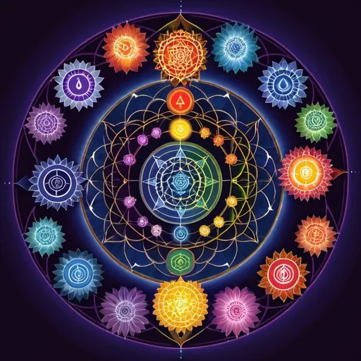 Prompt: Chakras. Colors. Sacred Geometry.