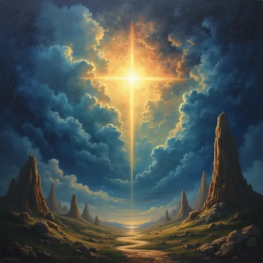 Prompt: I serve the God of glory,
Who spoke and stars took flight,
Declared His name to Moses,
A flame in desert night.
Not bound by man’s tradition,
Nor carved by hands of clay—
His Word, alive and burning,
Still speaks to me today.
His mercy—onbeskryflik,
Too vast for tongue to frame,
Yet near enough to whisper
The power of His name.
He gave me breath and reason,
He placed the choice in me;
To walk the path of worship,
And serve Him joyfully.
All earth and I am groaning,
For heaven’s song begun—
Let justice roll like rivers,
Let all things find the Son.
I choose His will, His wonder,
My soul in Him is free—
The risen Christ, my anchor,
Who reigns eternally.


(Note; 24 images following the words of the poem above forming one cohesive whole)