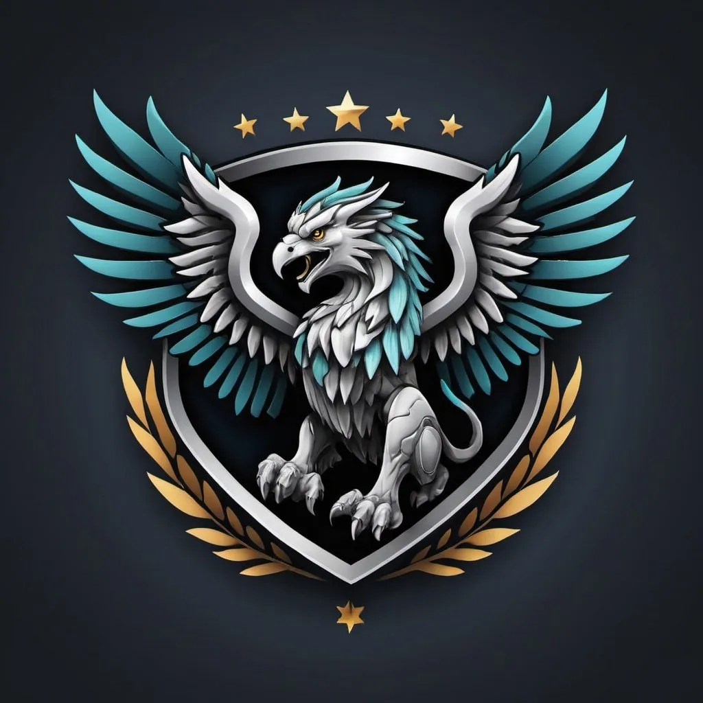 Prompt: Protego gryphon.  Logo.