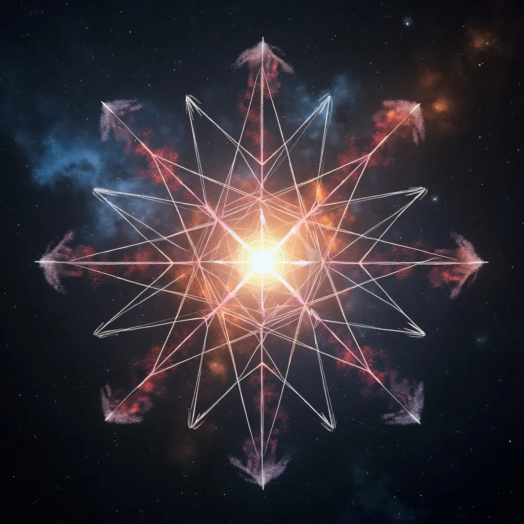 Prompt: Sacred geometry overlaid over images taken by hubble space telescope of nebulae