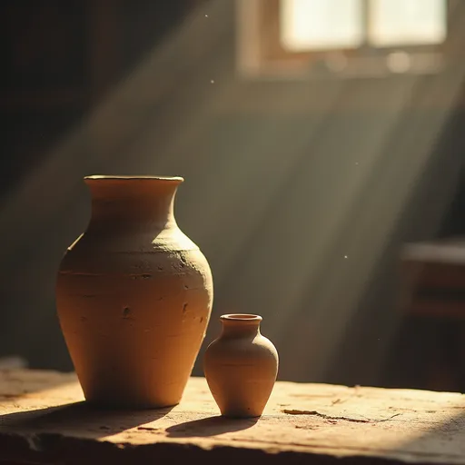 Prompt: We are not the flame,
but we are shaped to carry it.
Formed of dust,
yet chosen to hold divine breath.
The Potter saw the clay,
not for what it was,
but for what it could become
in His hands.
“We have this treasure in earthen vessels,”
fragile, but not forsaken.
Broken, yet beloved.
Empty, until filled.
A vessel is not made for display,
but for pouring.
Not for pride,
but for purpose.
Some for noble use,
some for humble—
but all by His choosing,
for the Master's table.
And if cracked?
Even then, light escapes.
So do not despise the shaping,
the fire, the waiting.
Even in silence,
the Potter works.
Let Him fill,
Let Him pour,
Let Him remake.
For in His house,
every vessel has a name.
And none are forgotten
in the hand of the Maker.