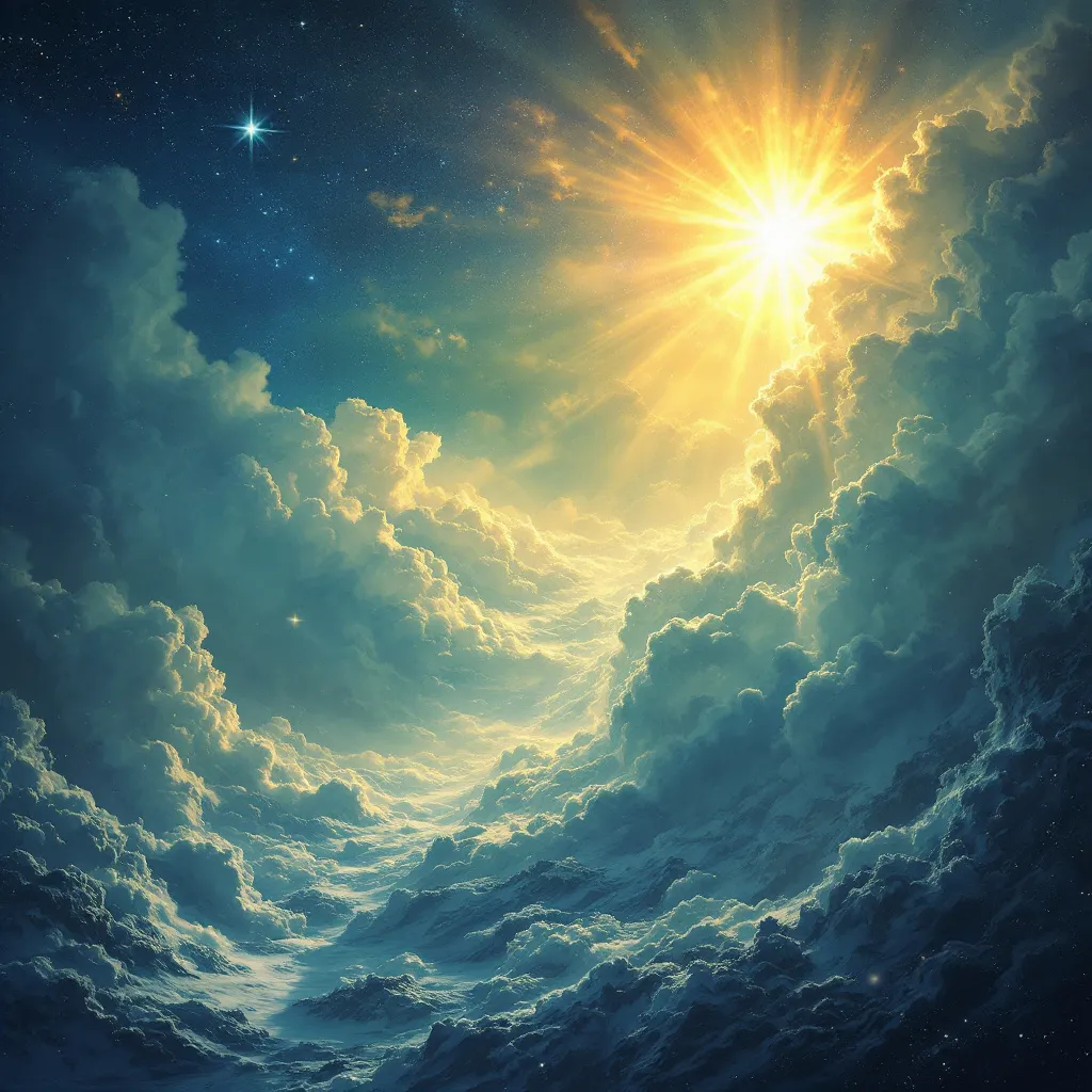 Prompt: Our Father which art in heaven, Hallowed be thy name. Thy kingdom come. Thy will be done in earth, as it is in heaven. 

Artistic impression 
