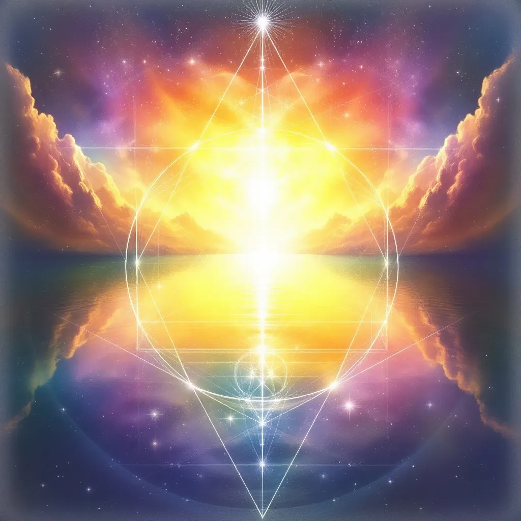 Prompt: Spiritual momentum represents the rate at which an individual or collective moves toward a goal or outcome:
M=S×C×E1+RM = \frac{S \times C \times E}{1 + R} 
Where:
• M is the spiritual momentum (how quickly and effectively spiritual energy and concepts move toward an outcome).
• S is the spiritual energy (faith + trust).
• C is the conceptual flow (trust and action).
• E is the emotional influence (intensity and frequency of emotion).
• R is the resistance (negative feedback or blockages).

Artistic impression. Sacred geometry.