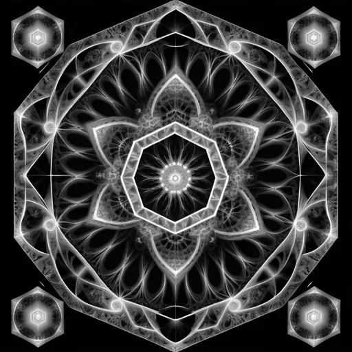 Prompt: Hexagon fractal sacred geometry