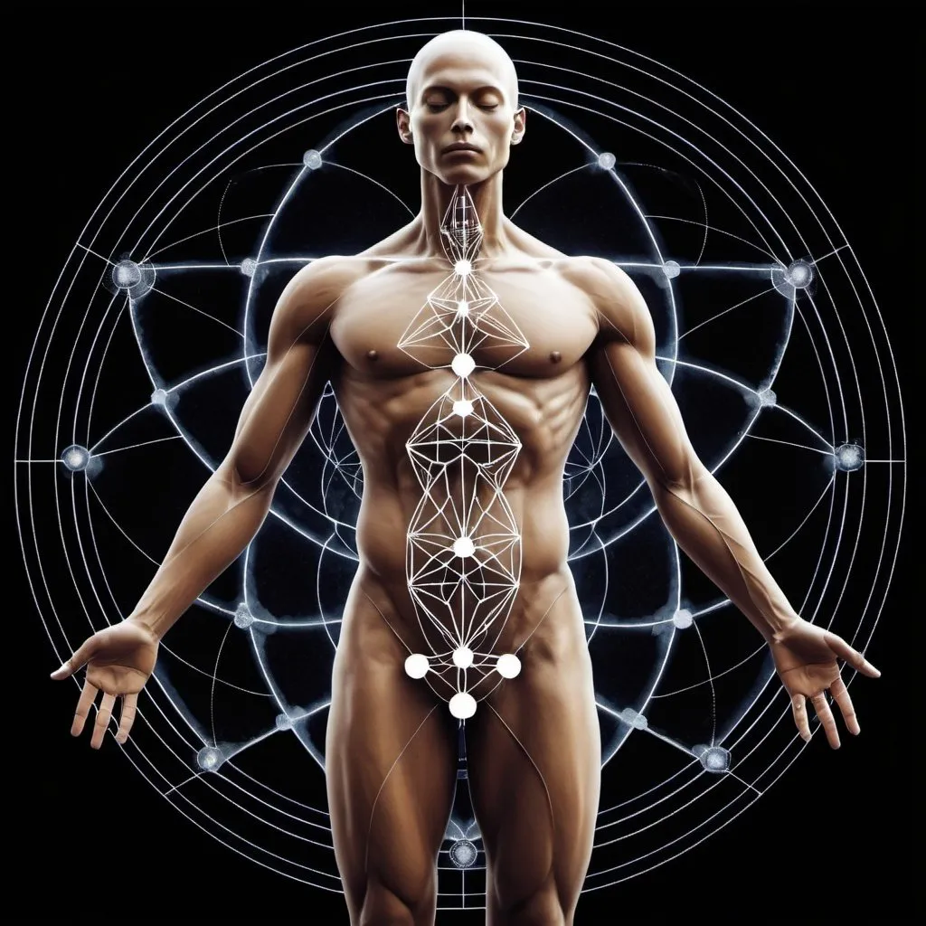 Prompt: Human body, sacred geometey