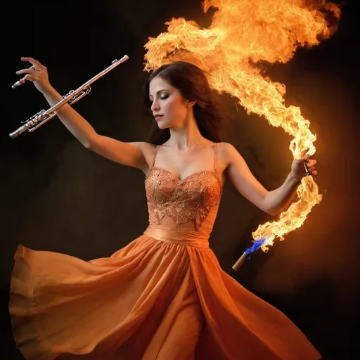 Prompt: Dance me to your beauty with a burning flute 