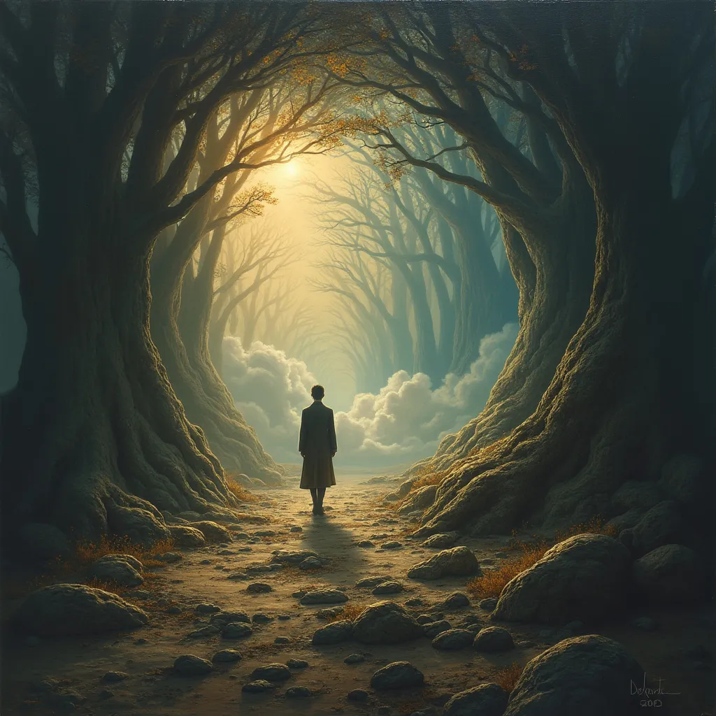 Prompt: When the Cymbal Rang
I spoke with reason,
not with love—
a cold intention dressed as light.
The cymbal rang, hollow and proud,
and the silence that followed
was louder than sound.
I stood beneath an open sky,
but the sky fell dark.
Not in fear—
in awe.
The trees stood still,
and even the wind held its breath
as the veil between worlds
unfolded.
I was not lost.
I was unmade.
Emptied of striving,
stripped of solving,
standing at the edge of vastness
that needed no fixing.
And there—
in the great nothing,
I saw Everything.
No voice. No light.
Only glory,
infinite and quiet,
pressed into the fabric of the void.
I had tried to be good.
To be right.
To choose what made sense.
But grace is not earned
by clean intentions.
It simply comes—
when heaven decides
it is time.
And I—
the clanging cymbal—
was silenced
by the soundless song of God.
