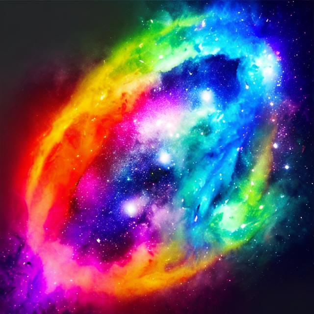 Prompt: fire and water and air in the middle with galaxy and golden rings in the middle as well ultra realistic neon colors ring