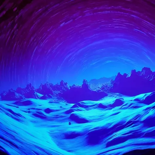 Prompt: neon blue and purple inside of a planet