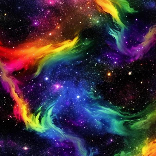 Prompt: Fire. Water. Rainbow. Galaxy. with cosmic stars and golden rainbow swirls