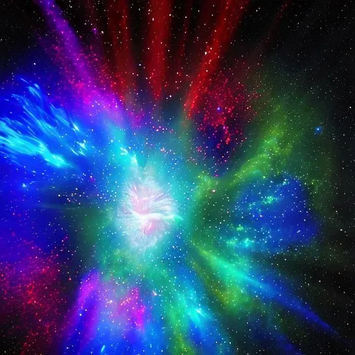 Prompt: Galaxy explosion with NEon blue and water effects animated gif