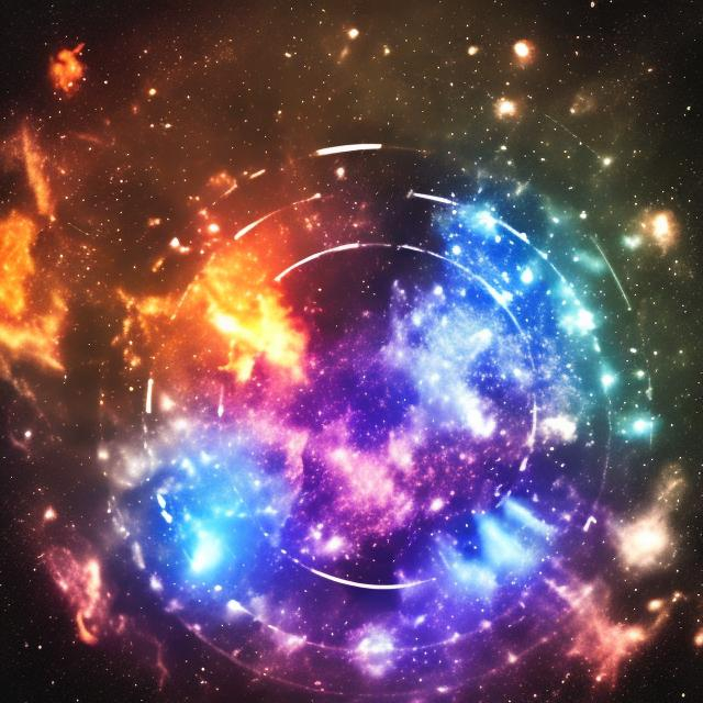 Prompt: fire and water effects in a circle with water effects with black in the middle and make it look like galaxy