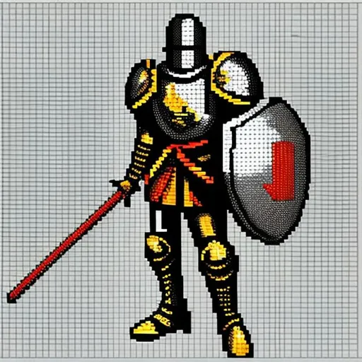 Prompt: 2d 16 bit knight on a fully transparent background moution-sprites for 2D game