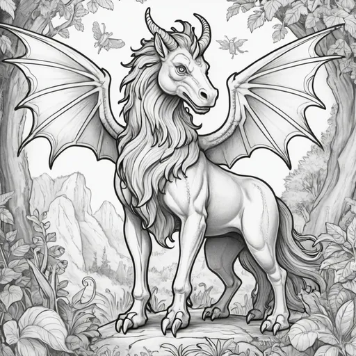 Prompt: childrens coloring book of mythical creatures