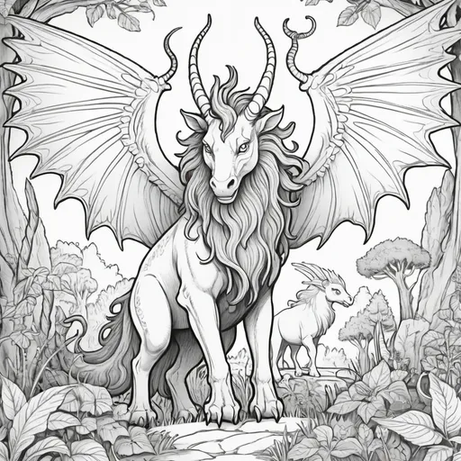 Prompt: childrens coloring book of mythical creatures