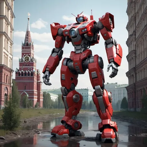 Prompt: Russia as a mecha, in an environment reflecting the country, full-body, cinematic render