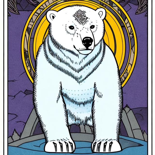 Prompt: Tarot-style polar bear in a suit
