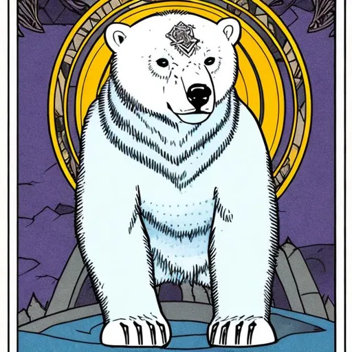 Prompt: Tarot-style polar bear in a suit
