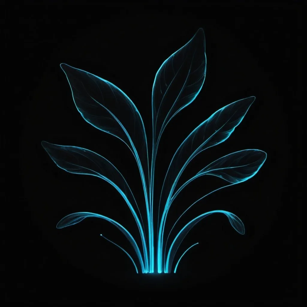 Prompt: Shaped light bioluminessence painting black backdrop, minimalistic, elegant line design