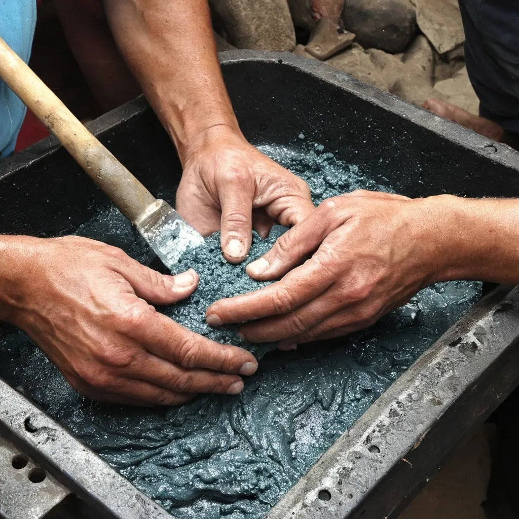 Prompt: unas manos creando algo con arcilla que no se puede percibir que es, las manos estan llenas de barro y del barro emana un brillo hermoso.