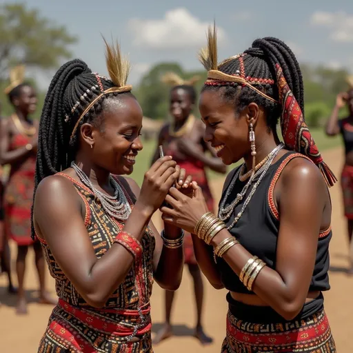 Prompt: Paying Zulu ladies 