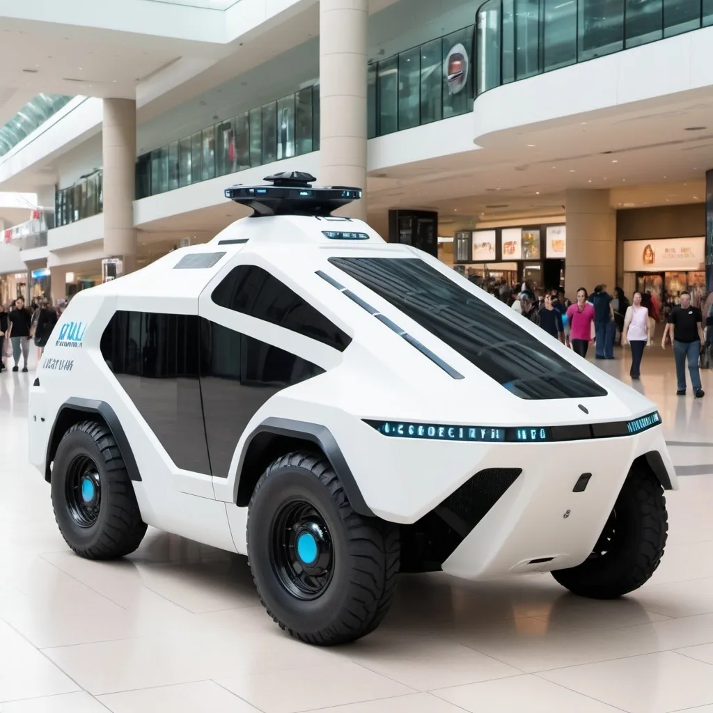 Prompt: Futuristic mall security patrol vehicle.