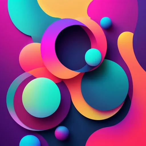Prompt: Abstract illustration colorful shapes, neon realism style, layered, soft rounded forms, subtle gradients, bold patterns