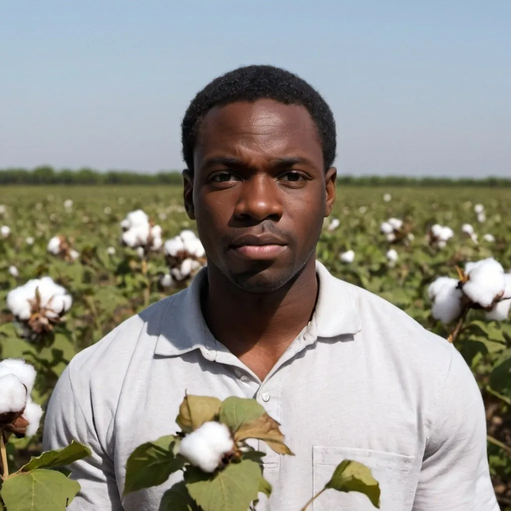 Prompt: a black man in a nice cotton field
