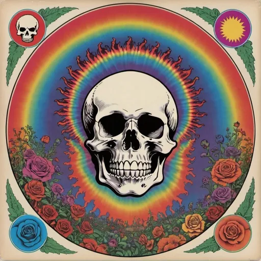 Prompt: Grateful dead record album art, psychedelic 60’s aesthetic 