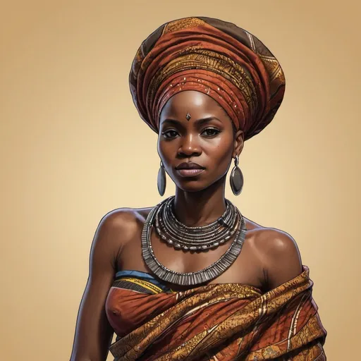 Prompt: Create AN ART FOR A TRADITIONAL AFRICAN WOMAN UNDERTAKING HER GENDER ROLES BEFORE COLONIZATION
