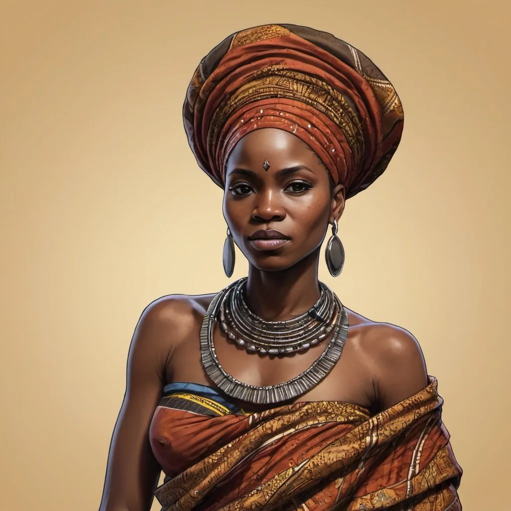 Prompt: Create AN ART FOR A TRADITIONAL AFRICAN WOMAN UNDERTAKING HER GENDER ROLES BEFORE COLONIZATION
