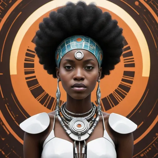 Prompt: "Afro-Futurism: Merge the vibrancy of Pan-Africanist ideals with futuristic elements, showcasing a revolutionary spirit."