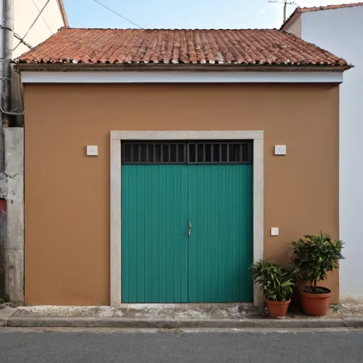 Prompt: casa portão  garagem muro na frente a rua