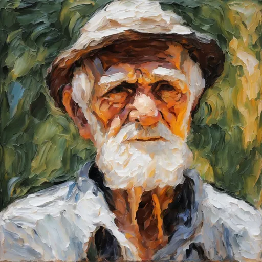 Prompt: Portrait of an old man, very thick Impasto, impressionism