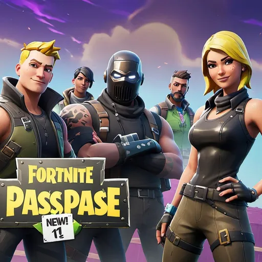 Prompt: a sign that says "fortnite battle pass"