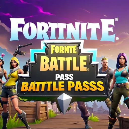 Prompt: a sign that says "fortnite battle pass"