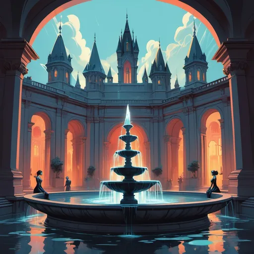 Prompt: Harry Bowden paintings  floating in the air above a fountain and a mystical palace, in the style of Artgerm and Charlie Bowater and Atey Ghailan and Mike Mignola, vibrant colors and hard shadows and strong rim light, Comic Cover Art, plain background, trending on artstation

Harry Bowden paintings  and woodblock print, vector art