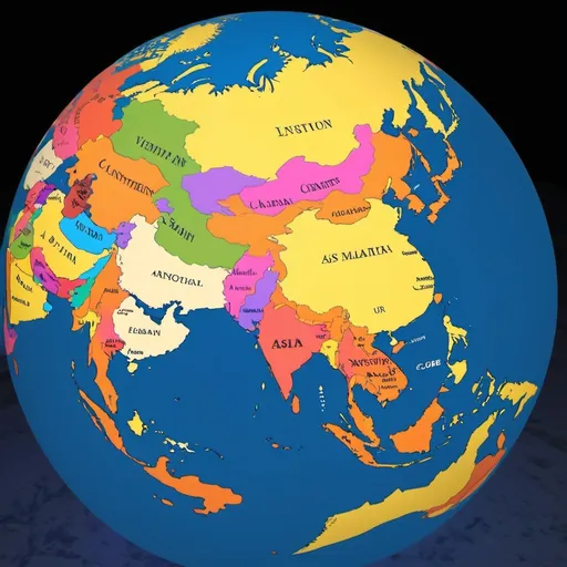 Prompt: The continent Asia on a globe