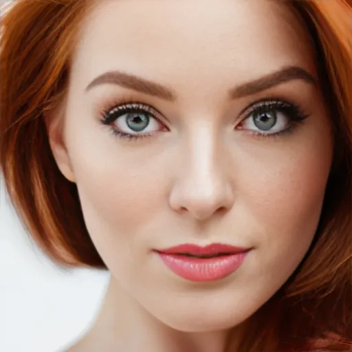 Prompt: High-quality close-up portrait shot of a Rubenesque red-headed woman, white background, detailed facial features, phone photo style, vibrant red hair, soft and natural lighting, realistic skin texture, professional photography, close-up details, phone photo, rubenesque, red-headed, detailed portrait, vibrant hair, natural lighting, full face