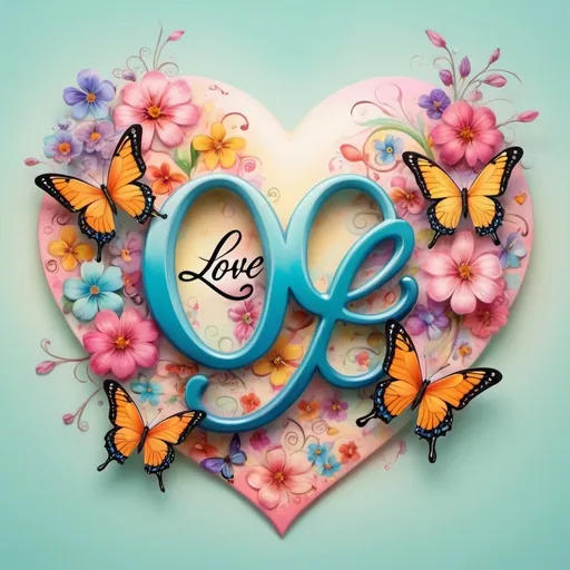 Prompt: Prompt:

Whimsical, airbrush oil ink. Against a pastel colors background, there are a few very colorful butterflies. In the center, there is a Infiniti image surrounded by colorful floral designs. The text “LOVE” in a beautiful script font is displayed upon the heart image,
3D,HD.