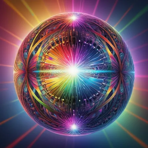 Prompt: Scintillating rainbow hypersphere, detailed psychedelic background, highres, surreal, vibrant colors, intricate patterns, energetic, dynamic lighting, digital art, cosmic, otherworldly, futuristic