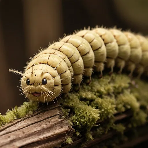 Prompt: prompt;
High resolution close-up photo, Puss caterpillar caterpillar on dry, mossy wood, taken with Canon EF 100mm f/2.8L Macro IS USM Lens, illuminated by daylight - national geography style,Make it look like a vintage photograph.Add some sepia tones.

